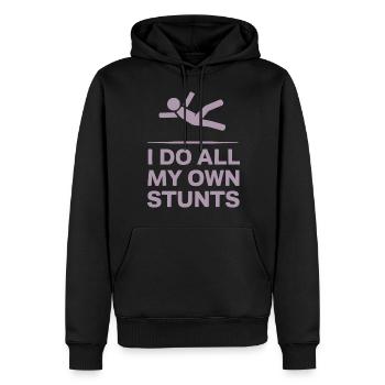 Strichmännchen Spruch Ich mache alle meine eigenen - Männer Premium Bio Hoodie - Schwarz - Vorne - Nico (187cm)