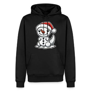Dino Bonhomme de neige Noël - Sweat à capuche Premium bio Homme - noir - Devant - Nico (187cm)