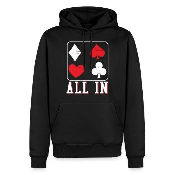 Poker All In Mit Karten-Symbole - Männer Premium Bio Hoodie - Schwarz - Vorne - Nico (187cm)
