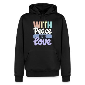 With Peace And Love - Männer Premium Bio Hoodie - Schwarz - Vorne - Nico (187cm)