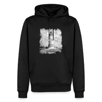 PRODUITS ISOKARI LIGHTHOUSE POUR TOUS LES ÂGES - Webshop - Sweat à capuche Premium bio Homme - noir - Devant - Nico (187cm)