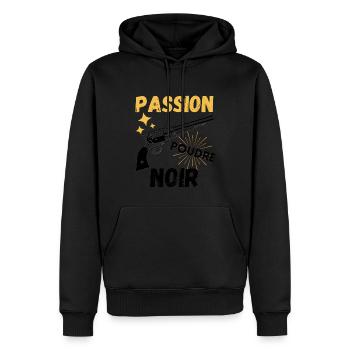 Passion poudre noir - Sweat à capuche Premium bio Homme - noir - Devant - Nico (187cm)