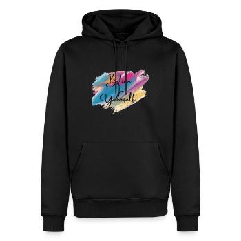 BELIEVE IN YOURSELF - Sweat à capuche Premium bio Homme - noir - Devant - Nico (187cm)