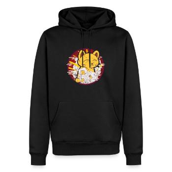 Kawaii japonais Cat Vintage, chats japonais cool - Sweat à capuche Premium bio Homme - noir - Devant - Nico (187cm)