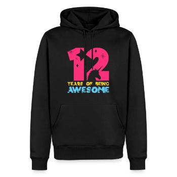 12 ANS D’ÊTRE UNE LICORNE GÉNIALE 12E ANNIVERSAIRE - Sweat à capuche Premium bio Homme - noir - Devant - Nico (187cm)