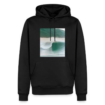 Vague N°1 - Sweat à capuche Premium bio Homme - noir - Devant - Nico (187cm)