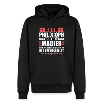 Ich bin Philosoph und kein Magier - Männer Premium Bio Hoodie - Schwarz - Vorne - Nico (187cm)