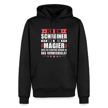 Ich bin Schreiner und kein Magier - Männer Premium Bio Hoodie - Schwarz - Vorne - Nico (187cm)