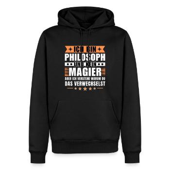 Ich bin Philosoph und kein Magier - Männer Premium Bio Hoodie - Schwarz - Vorne - Nico (187cm)