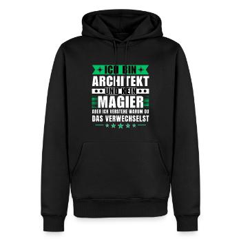Ich bin Architekt und kein Magier - Männer Premium Bio Hoodie - Schwarz - Vorne - Nico (187cm)