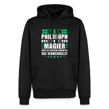 Ich bin Philosoph und kein Magier - Männer Premium Bio Hoodie - Schwarz - Vorne - Nico (187cm)