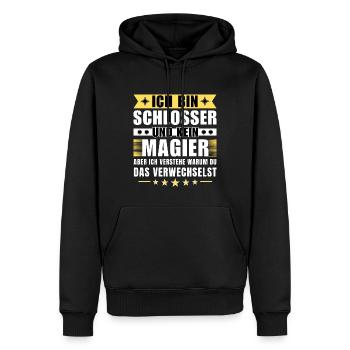Ich bin Schlosser und kein Magier - Männer Premium Bio Hoodie - Schwarz - Vorne - Nico (187cm)