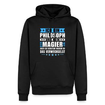 Ich bin Philosoph und kein Magier - Männer Premium Bio Hoodie - Schwarz - Vorne - Nico (187cm)