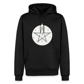Magisches Pentagramm mit Sternen und Mond - Männer Premium Bio Hoodie - Schwarz - Vorne - Nico (187cm)
