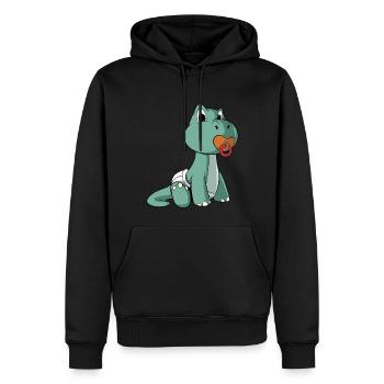 Niedlicher Baby Dino Nuckel Cartoon Dinosaurier - Männer Premium Bio Hoodie - Schwarz - Vorne - Nico (187cm)