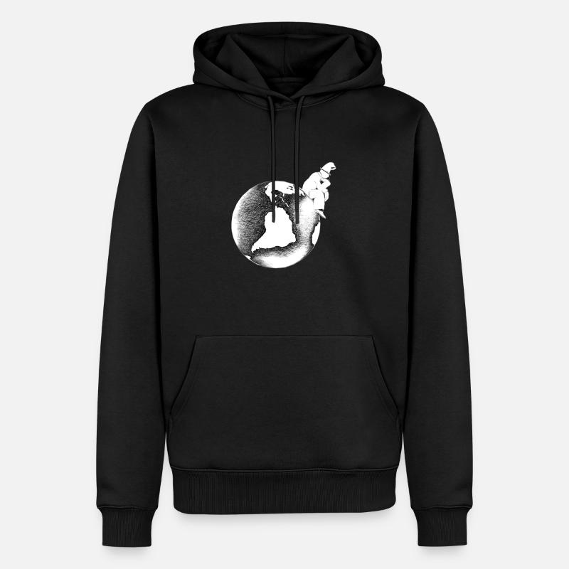 Silhouette contemplative sur globe graphique - Sweat à capuche Premium bio Homme - noir