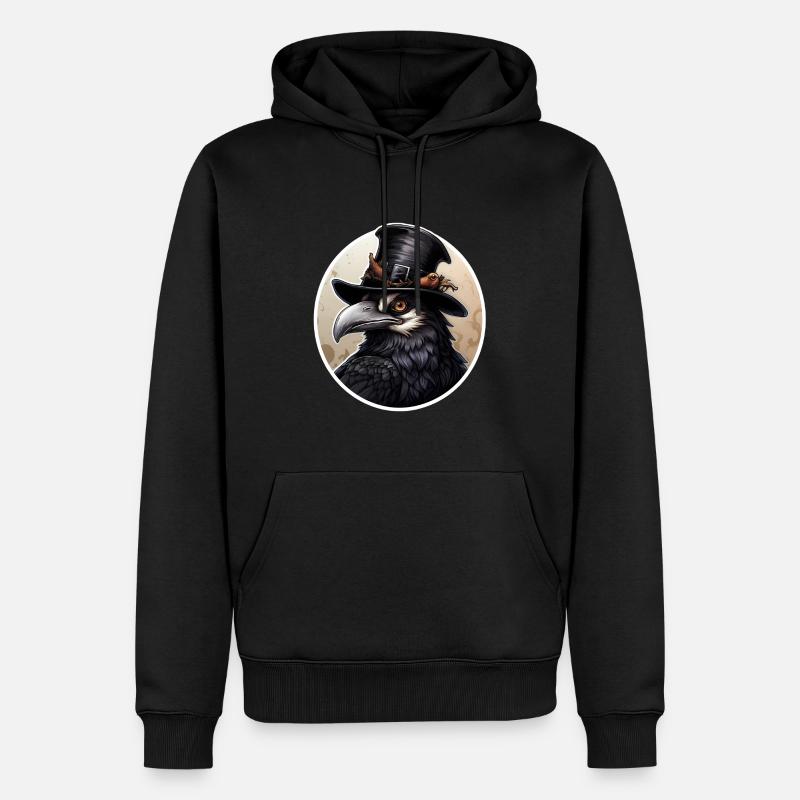 Oiseau avec chapeau Halloween - Sweat à capuche Premium bio Homme - noir