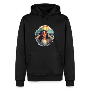 Vacances & Détente - Sweat à capuche Premium bio Homme - noir - Devant - Nico (187cm)