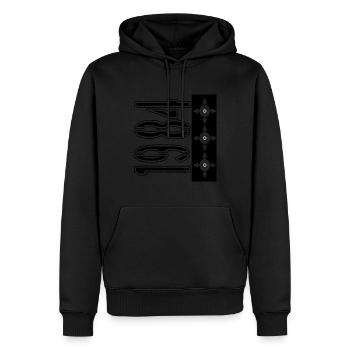 1984 mit Plot Überwachungskamera - Männer Premium Bio Hoodie - Schwarz - Vorne - Nico (187cm)