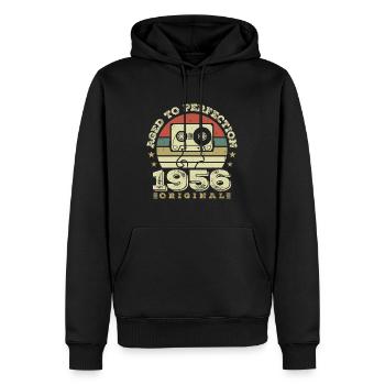 Idée Cadeau Anniversaire Vintage Original 1956 - Sweat à capuche Premium bio Homme - noir - Devant - Nico (187cm)