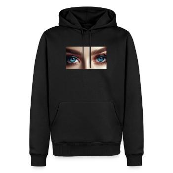 bleu yeux - Sweat à capuche Premium bio Homme - noir - Devant - Nico (187cm)