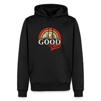 Good - Vibes! - Men’s Premium Organic Hoodie - black - Front - Nico (187cm)