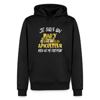Papy apiculteur humour abeille apicole t-shirt - Sweat à capuche Premium bio Homme - noir - Devant - Nico (187cm)