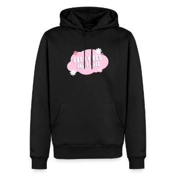 Good vibes only please - Männer Premium Bio Hoodie - Schwarz - Vorne - Nico (187cm)