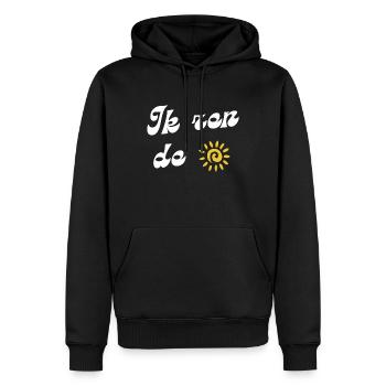 I zen le soleil, chemises en dialecte anversoise - Sweat à capuche Premium bio Homme - noir - Devant - Nico (187cm)