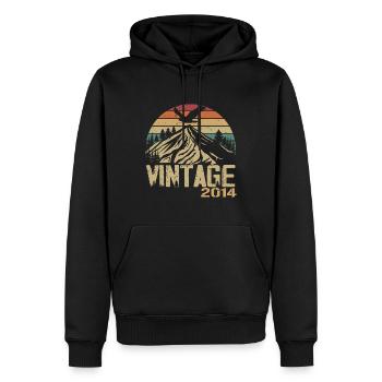 Vintage 2014 Cadeau Anniversaire 2014 Retro 2014 - Sweat à capuche Premium bio Homme - noir - Devant - Nico (187cm)