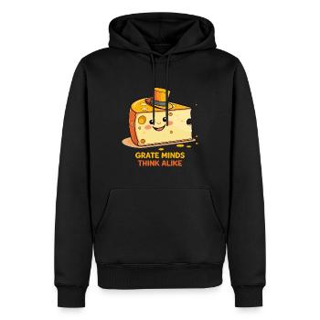 Funny Cheese with Hat - Pun Design - Men’s Premium Organic Hoodie - black - Front - Nico (187cm)