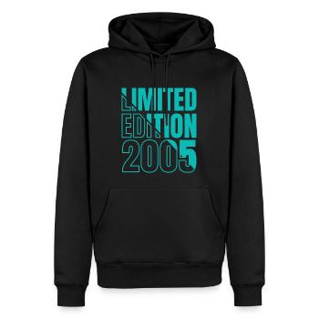 2005 Édition Limitée Anniversaire - Sweat à capuche Premium bio Homme - noir - Devant - Nico (187cm)