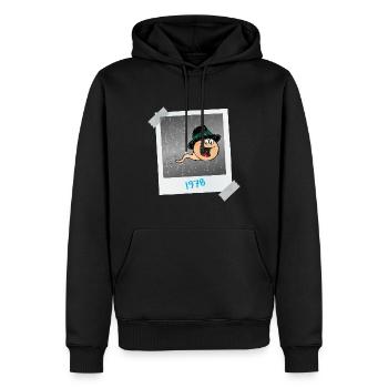 1978 - ein Foto von mir bei der Zeugung - Männer Premium Bio Hoodie - Schwarz - Vorne - Nico (187cm)