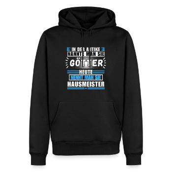 Gods in Antiquity. Today, caretaker - Men’s Premium Organic Hoodie - black - Front - Nico (187cm)