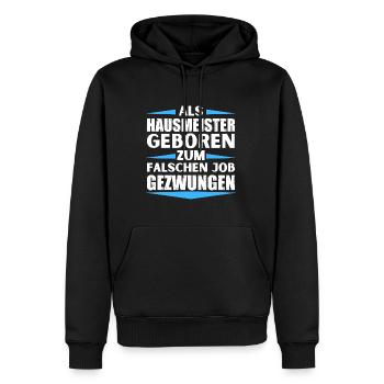 Hausmeister im falschen Job gelandet - Männer Premium Bio Hoodie - Schwarz - Vorne - Nico (187cm)