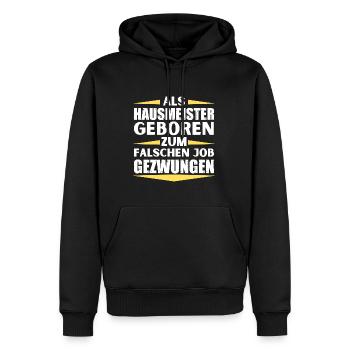 Hausmeister im falschen Job gelandet - Männer Premium Bio Hoodie - Schwarz - Vorne - Nico (187cm)