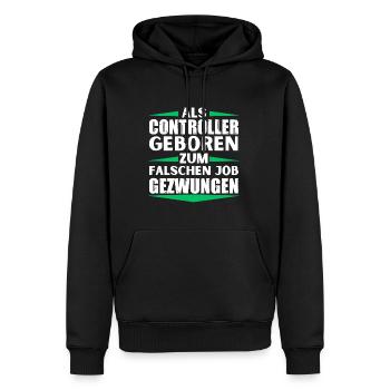 Controller im falschen Job gelandet - Männer Premium Bio Hoodie - Schwarz - Vorne - Nico (187cm)