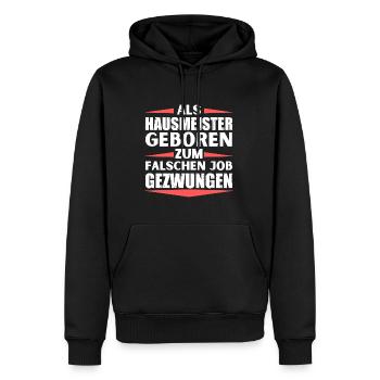 Hausmeister im falschen Job gelandet - Männer Premium Bio Hoodie - Schwarz - Vorne - Nico (187cm)