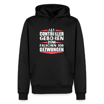 Controller im falschen Job gelandet - Männer Premium Bio Hoodie - Schwarz - Vorne - Nico (187cm)