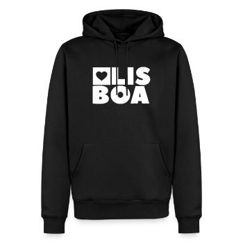 Lisbonne - Sweat à capuche Premium bio Homme - noir - Devant - Nico (187cm)