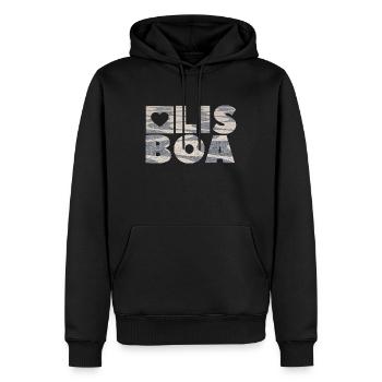 Lisboa - Lissabon - Lisbon - Männer Premium Bio Hoodie - Schwarz - Vorne - Nico (187cm)