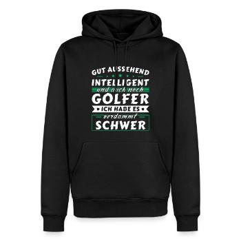 Gut aussehend intelligent - Golfer Edition - Männer Premium Bio Hoodie - Schwarz - Vorne - Nico (187cm)