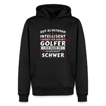 Gut aussehend intelligent - Golfer Edition - Männer Premium Bio Hoodie - Schwarz - Vorne - Nico (187cm)