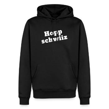 Dialecte Alsacien, Hopp schwiiz. - Sweat à capuche Premium bio Homme - noir - Devant - Nico (187cm)