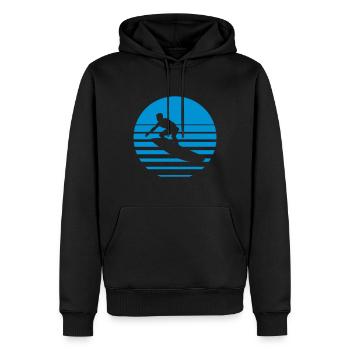 surf onde mer sport - Sweat à capuche Premium bio Homme - noir - Devant - Nico (187cm)