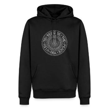 Be the peace Beige - Mandala made with Love - Männer Premium Bio Hoodie - Schwarz - Vorne - Nico (187cm)