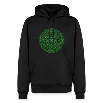 Labyrinthe vert - Mandala fait avec amour - Sweat à capuche Premium bio Homme - noir - Devant - Nico (187cm)