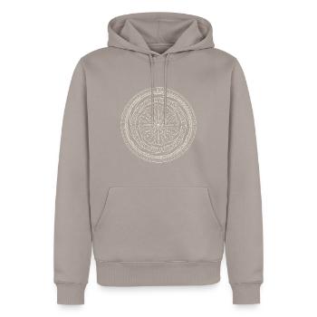 Kreisel Beige - Mandala made with Love - Männer Premium Bio Hoodie - Taupe - Vorne - Nico (187cm)