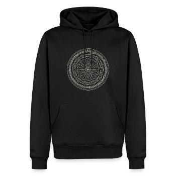 Kreisel Beige - Mandala made with Love - Männer Premium Bio Hoodie - Schwarz - Vorne - Nico (187cm)