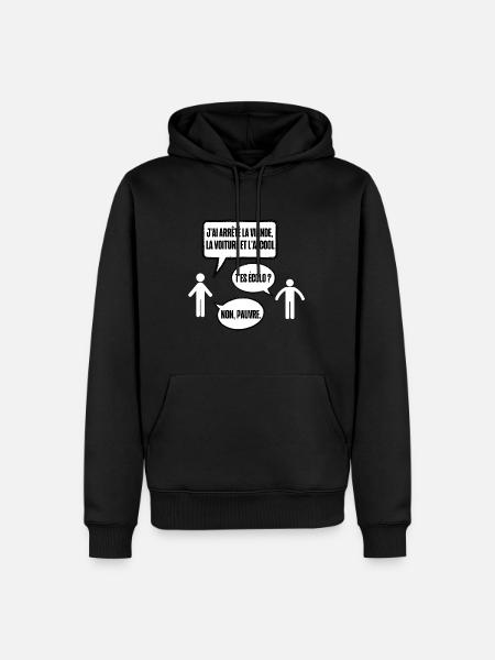 pauvre - Sweat à capuche Premium bio Homme - noir